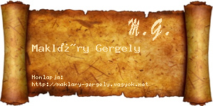 Makláry Gergely névjegykártya