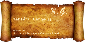 Makláry Gergely névjegykártya